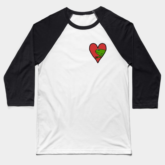I Love Frogs My Small Valentine Frog Baseball T-Shirt by ellenhenryart